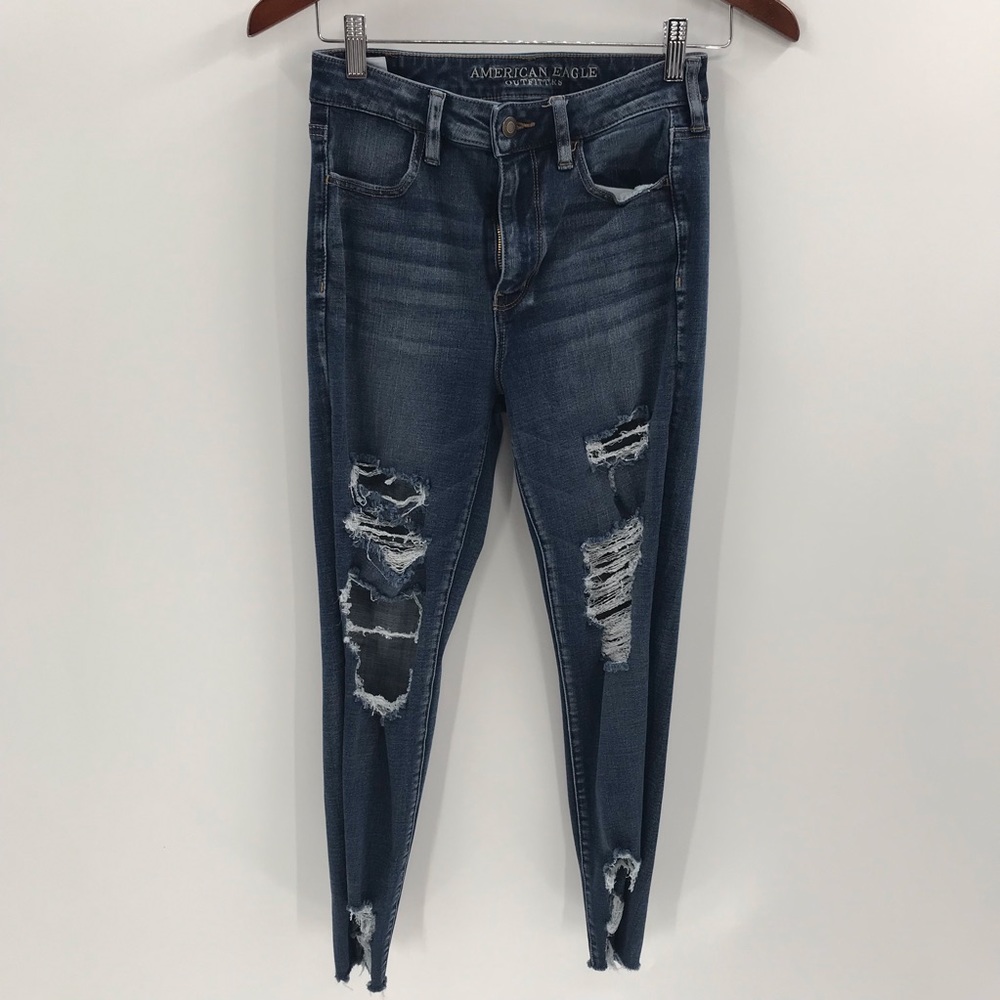 AEO Super Stretch x4 Super Hi Rise Jegging Distressed Jean 8